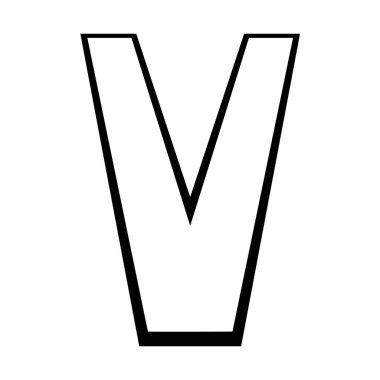 Logo harfi v, uzun ince yazı tipi V harfi perspektif yüksekliği