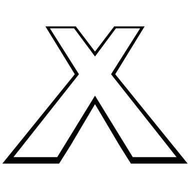 Logo harfi x uzun yazı tipi x harfi perspektif yüksekliği