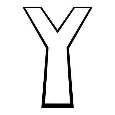 Logo harfi y, uzun ince yazı tipi harfi Y perspektif yüksekliği