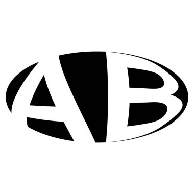 Oval logo çift harf A, B iki harf ab ba ba
