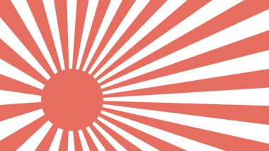 Arka planda yükselen kızıl güneş Japon bayrak ışınlarını yansıtıyor