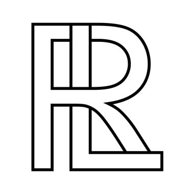 Logo işareti rl lr simgesi, çift harfli logotype r.