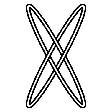 Logo harfi X Siyah ve Beyaz Kesişen Oval Çizgiler Sembolü