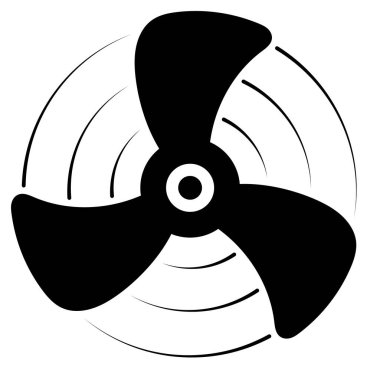 Bıçaklı vantilatör ikonu, havalandırma, rüzgar hareketi.