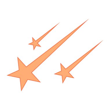 Üç turuncu kayan yıldız çizen çizgi film