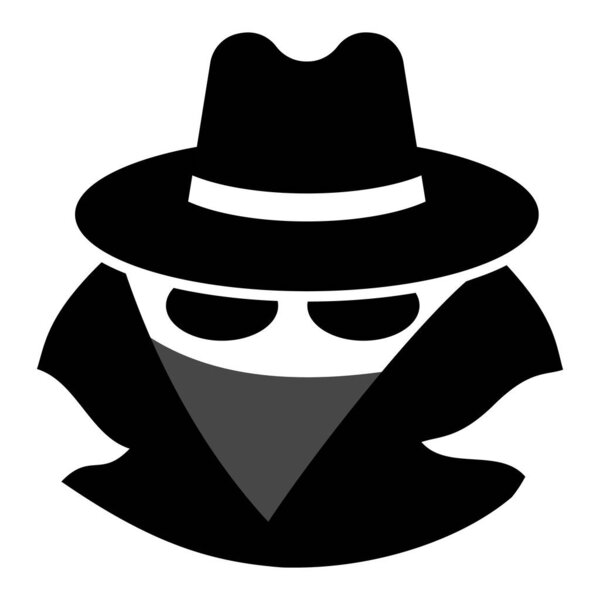Spy wearing hat sunglasses, secret agent mysterious incognito disguise stealth