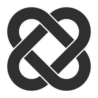 Bağlantının düğüm bağlama sembolü, dört birbirine dolanmış döngü