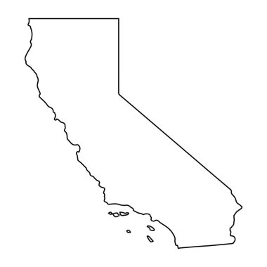 Gösterişli California Taslak, Siyah Siluet Minimalist Harita....