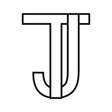 Kalın Siyah TJ Monogram Modern Geometrik Tasarım Baş harfleri