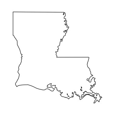 Gösterişli Louisiana Taslak, Siyah Siluet İçinde Minimalist Devlet Haritası