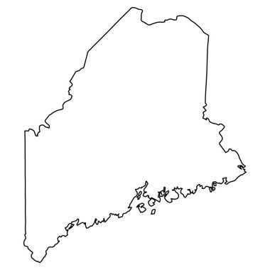 Gösterişli Maine Ana Hattı Siyah Siluet ile Minimalist Durum Haritası