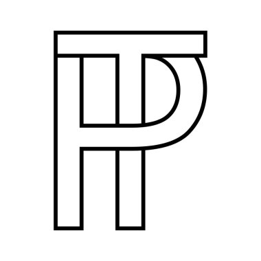 Logo işareti tp pt simgesi, çift harfli logottip t p