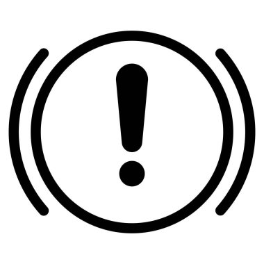 Siyah fren uyarı sembolü, daire şeklinde ünlem işareti.