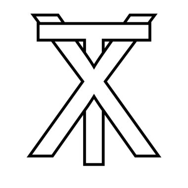 Logo işareti tx xt simgesi, çift harfli logotip t x