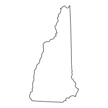 New Hampshire Eyaletinin Minimalist Taslak Haritası İzole Edilmiş Vektör