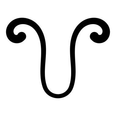 Minimalist Koç burcu simgesi kıvrımlı siyah çizgi çizimi