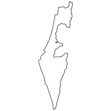 Dış hat haritası İsrail 'i beyaz üzerine koyu siyah sınırla sınırlandırıyor