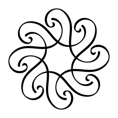 Karmaşık kıvrımlı çiçek mandala dizaynı dairesel spiral desen oluşturuyor.