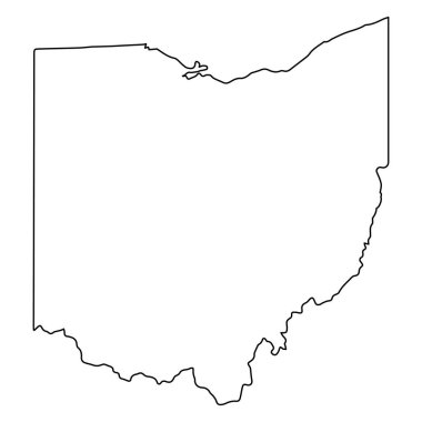 Boş Ohio eyalet ana hatları haritası, eğitim ve tasarım için mükemmel