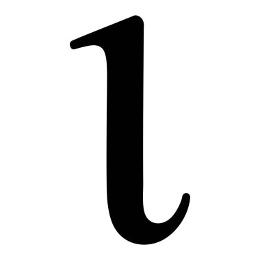 Kalın siyah, temiz vektör biçimli Yunan küçük iota karakteri