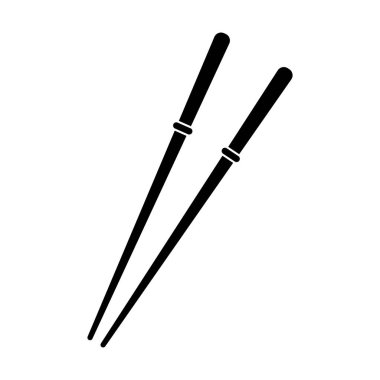Bir çift şık minimalist siyah yemek çubukları, suşi çubukları ikonu.