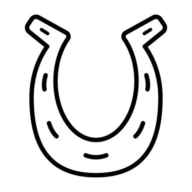 Şanslı At Nalı Basit Siyah Hat Simgesi İyi Şans Simgesi