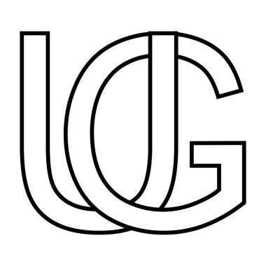 Logo işareti ug gu simgesi, çift harfli logotype u g