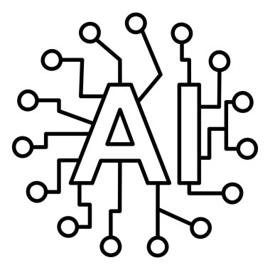 AI Teknoloji Konsepti, Devre Çizgileri ve Sinirsel Bağlantıları olan Simge