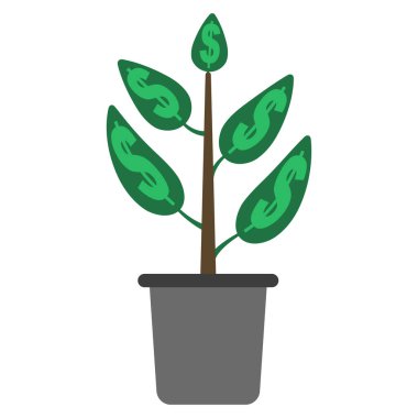 Dolar sembollü bitki yaprakları finansal büyüme para ağacını temsil ediyor