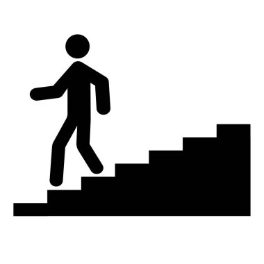 Aşağıya Yürüyen Kişi Simge Basit İnsan Silueti