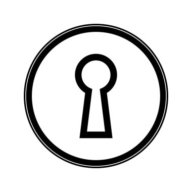 Eş merkezli dairelerin içindeki Kara Anahtar Deliği simgesi güvenlik ve gizlilik kavramı