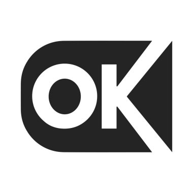 Modern OK sembol logosu, kalın kontrast minimal tasarım, grafik simgesi