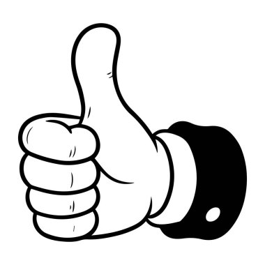 Çizgi film jesti onaylıyor, işaret parmağı yukarı doğru.