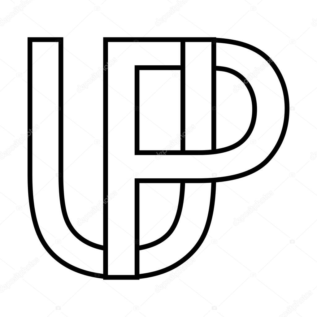 Logo sign up pu icon double letters logotype u p