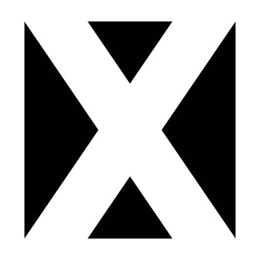 Siyah üzerine Kalın Beyaz X, Üçgen Aksanlı