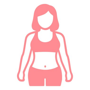 Stylize edilmiş kadın vücut ikonu sağlık uygunluğunu, gücünü ve sağlığını temsil ediyor.