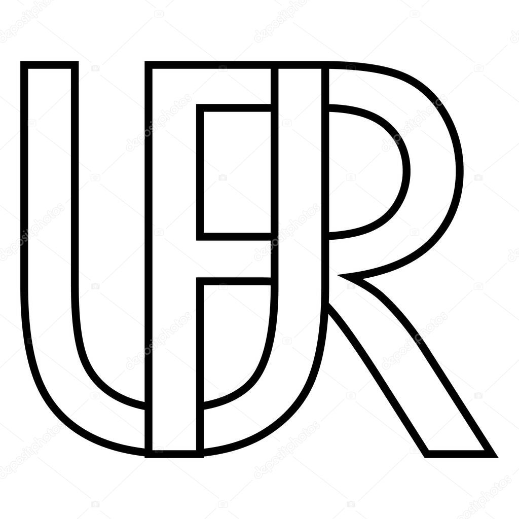 Logo sign ur ru icon double letters logotype u r