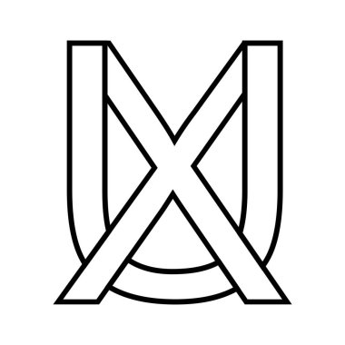 Logo işareti ux xu simgesi, çift harfli logotype u x