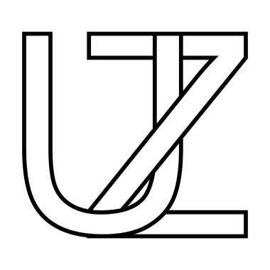 Logo işareti uz zu simgesi, çift harfli logotype u z