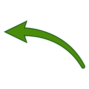 Eğri Yeşil Ok Sola Dönüşü veya Yönü Gösteriyor