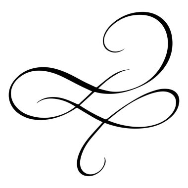 Siyah süslemeli girdap gelişen element, klasik hat tasarımı zarif dekorasyon.