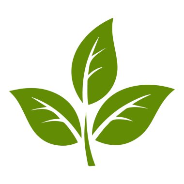 Üç yapraklı yeşil organik bitki sembolü.