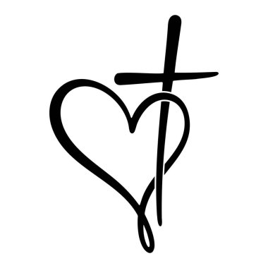 Minimalist siyah haç, Hıristiyan sevgisini sembolize ediyor.