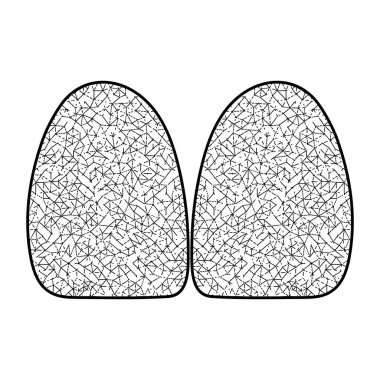 Stilize ön dişler, siyah ağ yapısı, soyut diş anatomisi konsepti