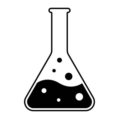 Baloncuklu Erlenmeyer şişesi, kimya bilimi laboratuvarı çizimi