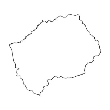 Lesotho haritası ana hatları, siyah kenar, beyaz arkaplan coğrafi şekli