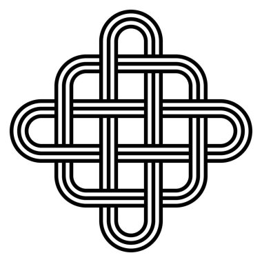 Kelt Düğümü Siyah Çizgileri, sonsuz döngü, geometrik, zarif sembolik sanat