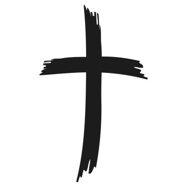 Brushstroke black cross symbol for faith, spirituality and design art