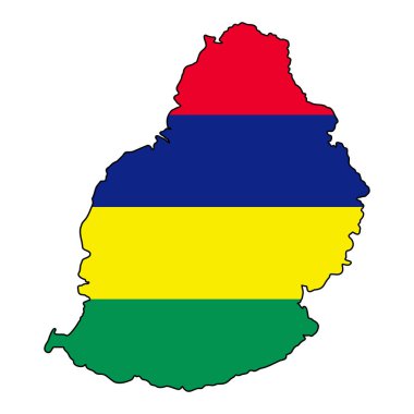 Mauritius map with national flag, colors for culture and design us