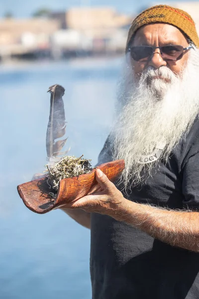 Церемонія Куріння Аборигенів Алеї Обізнаність Аделаїді Південна Австралія Аделаїда Австралія — стокове фото